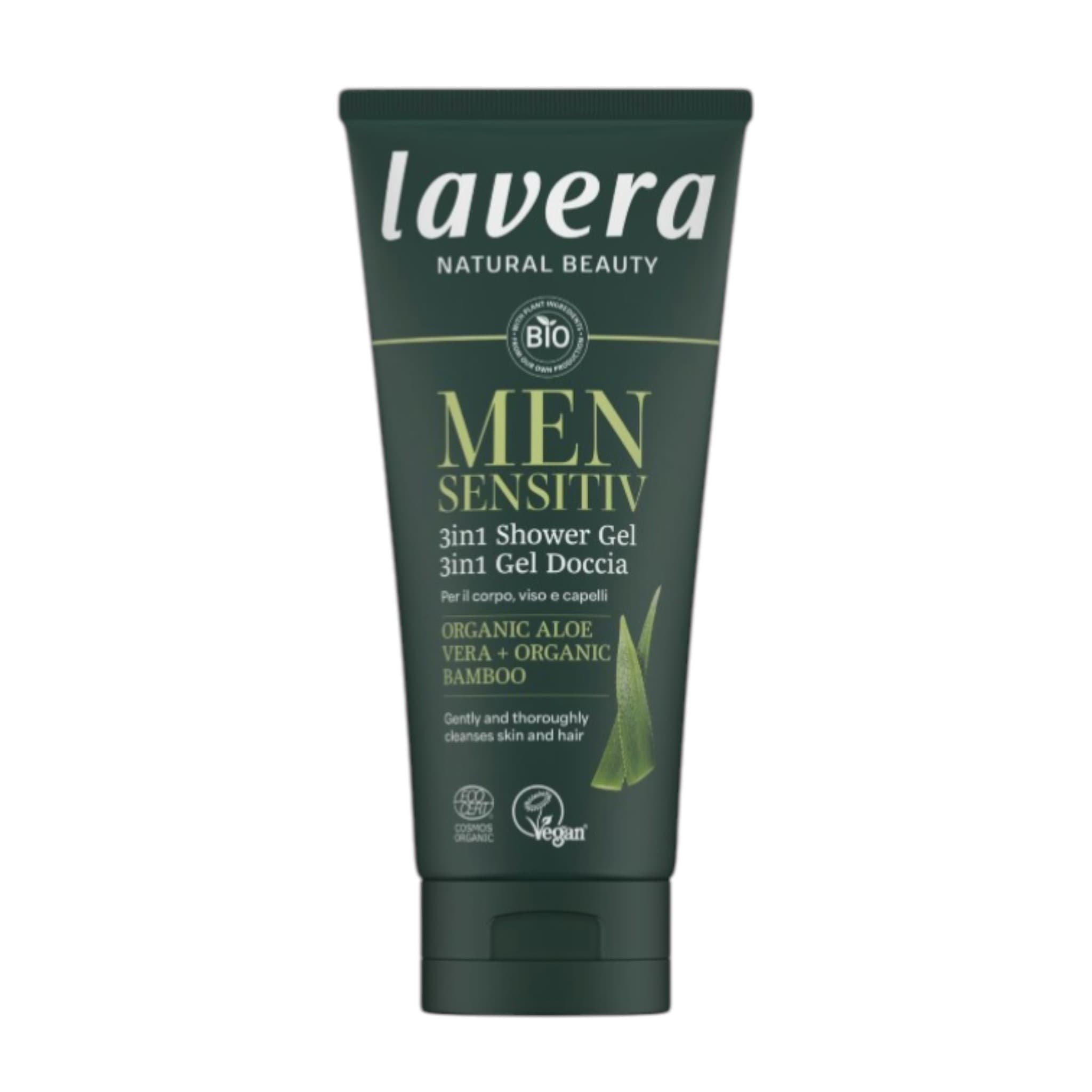 Lavera Men Sensitive Αφρόλουτρο σε Gel με Βιολογική Αλόη & Βιολογικό Μπαμπού 200ml 1