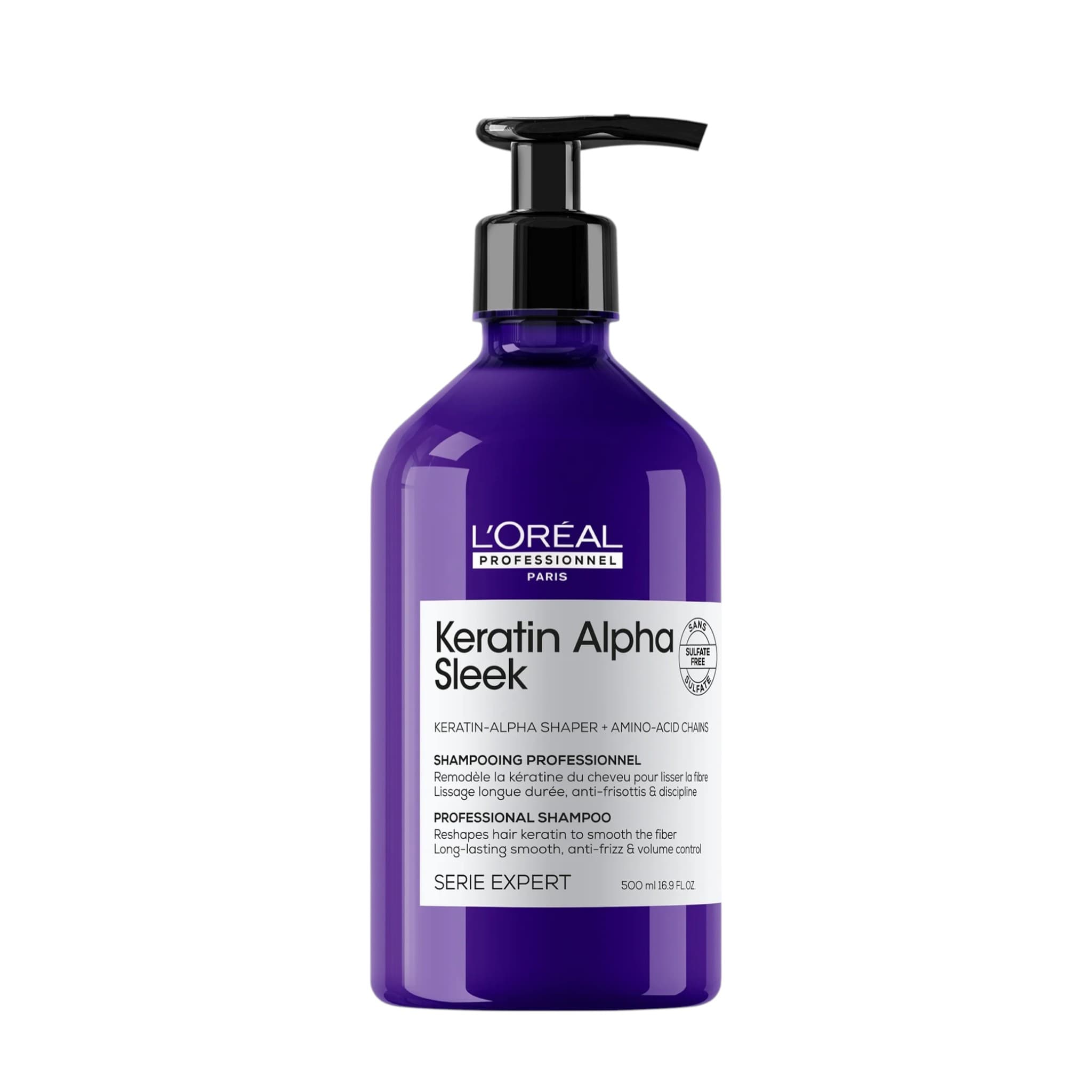 L'Oreal Professionnel Keratin Alpha Sleek Professional Shampoo Σαμπουάν Χωρίς Θειικά Άλατα Για Λείανση 500ml 1
