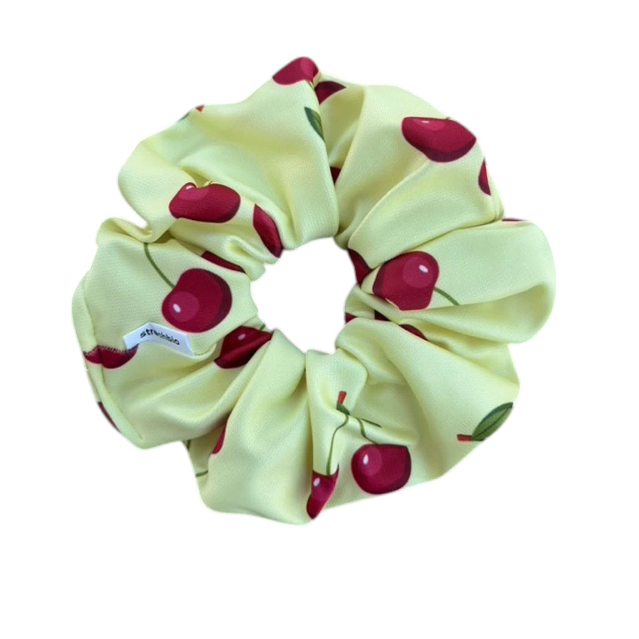 Strechbio Scrunche Κίτρινο με Σχέδιο Κεράσι 1