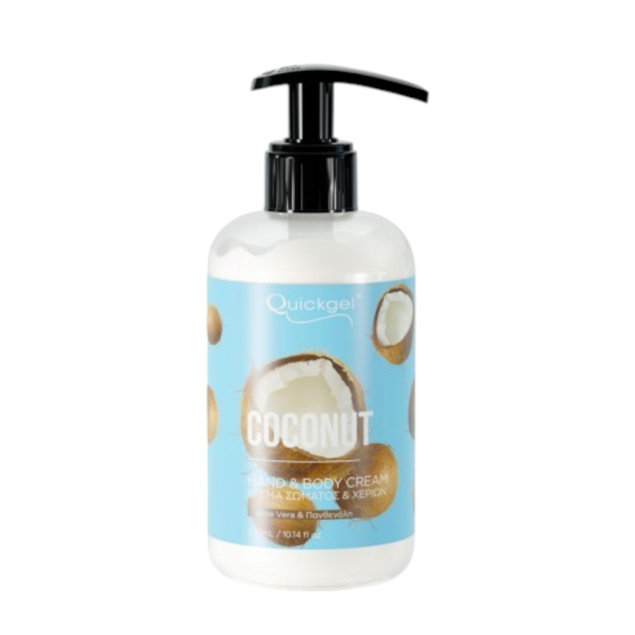 Quickgel Coconut Hand And Body Cream Ενυδατική Κρέμα για το Σώμα και τα Χέρια με Άρωμα Καρύδα 300ml 1