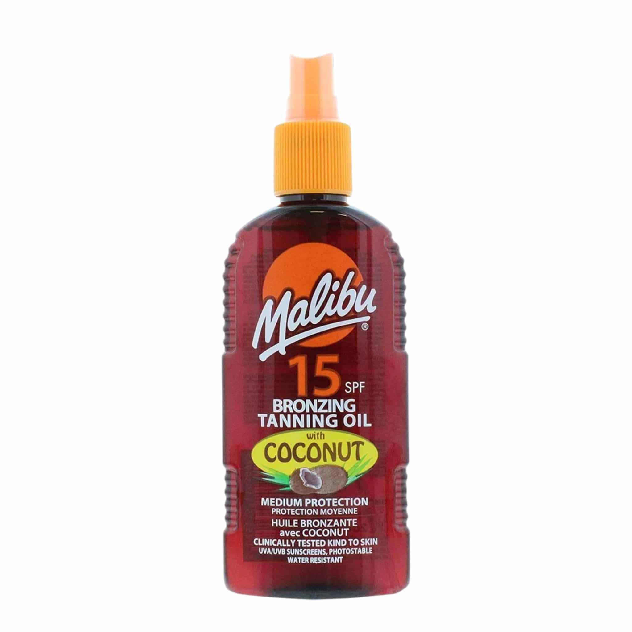 Malibu Bronzing & Tanning Oil Coconut SPF15 Λάδι Μαυρίσματος με Άρωμα Καρύδας 200ml 1