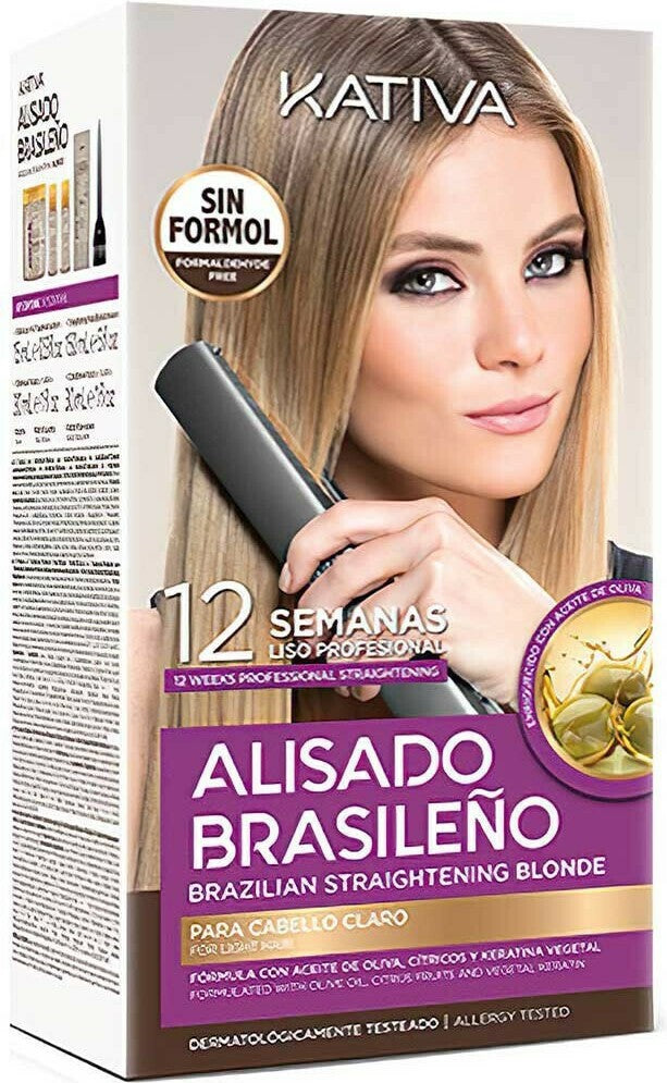 Kativa Alisado Brasileno Straitening Blonde Kit (Pre Shampoo 15 ml,Straightening Mask 150ml,Shampoo 30ml,Conditioner 30ml)