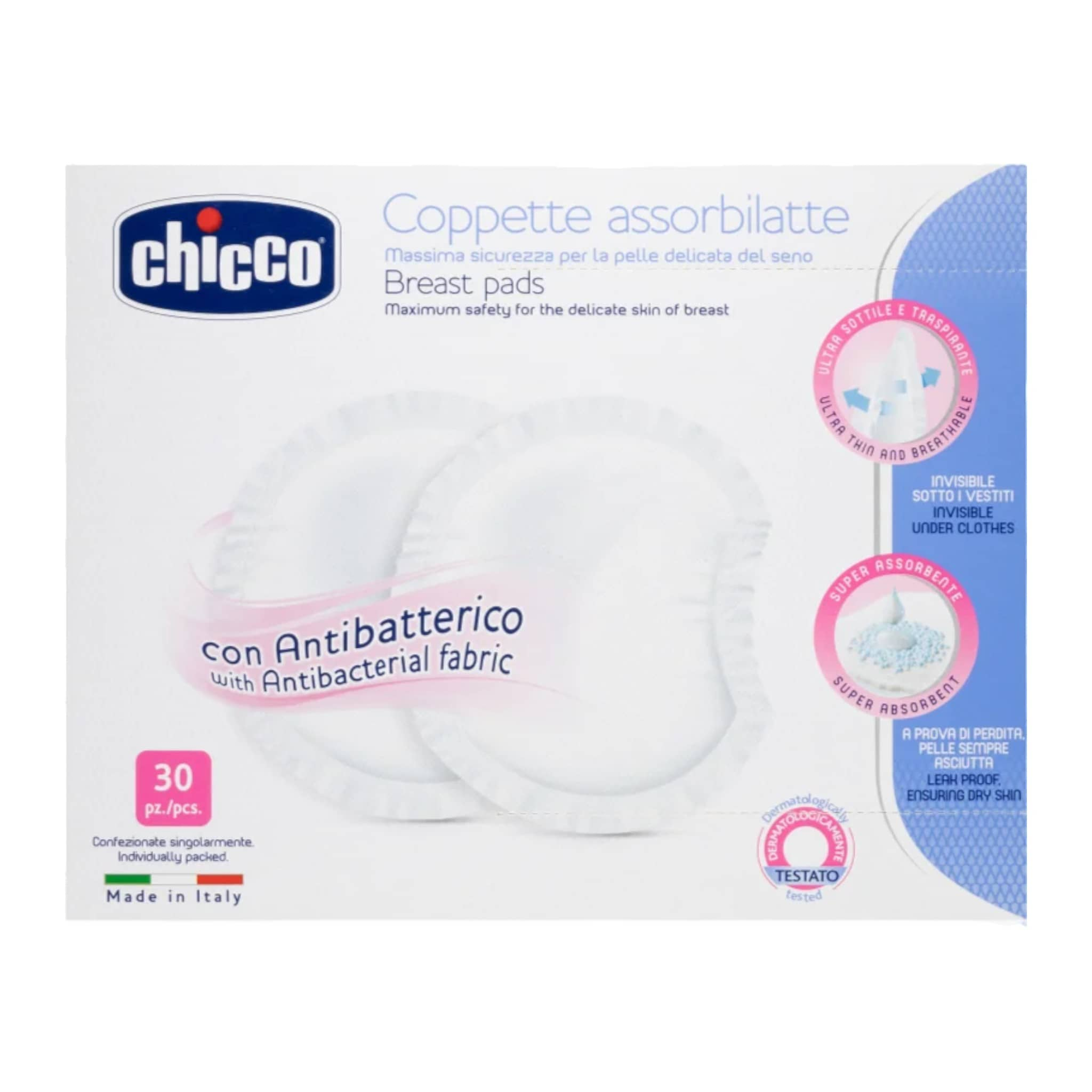 Chicco Επιθέματα Στήθους Αντιβακτηριακά 30τμχ