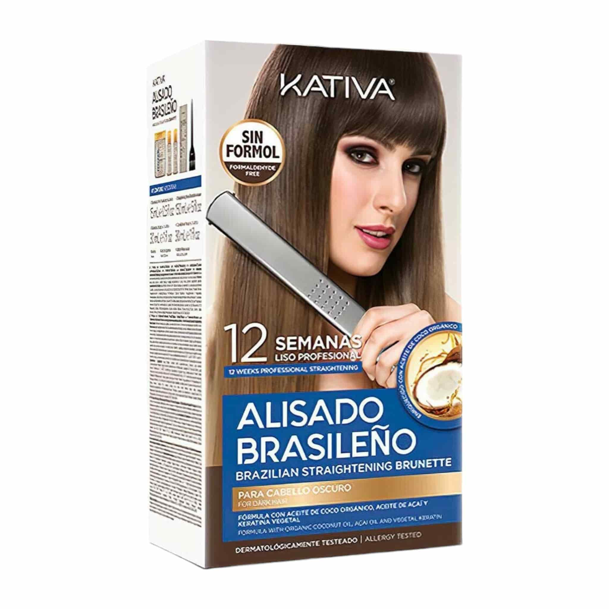 Kativa Alisado Brasileno Straitening Brunette Kit (Pre Shampoo 15 ml,Straightening Mask 150ml,Shampoo 30ml,Conditioner 30ml)