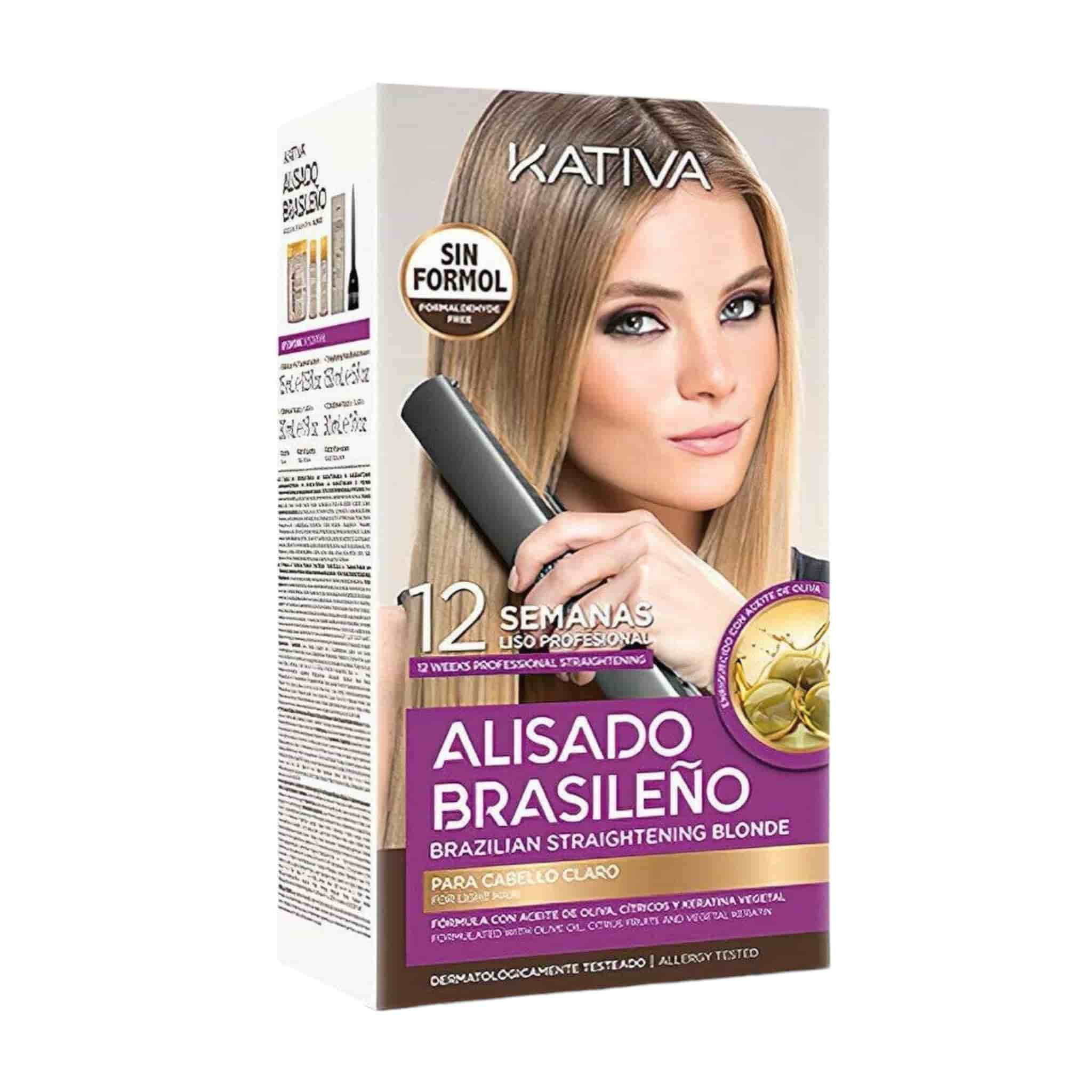 Kativa Alisado Brasileno Straitening Blonde Kit (Pre Shampoo 15 ml,Straightening Mask 150ml,Shampoo 30ml,Conditioner 30ml)