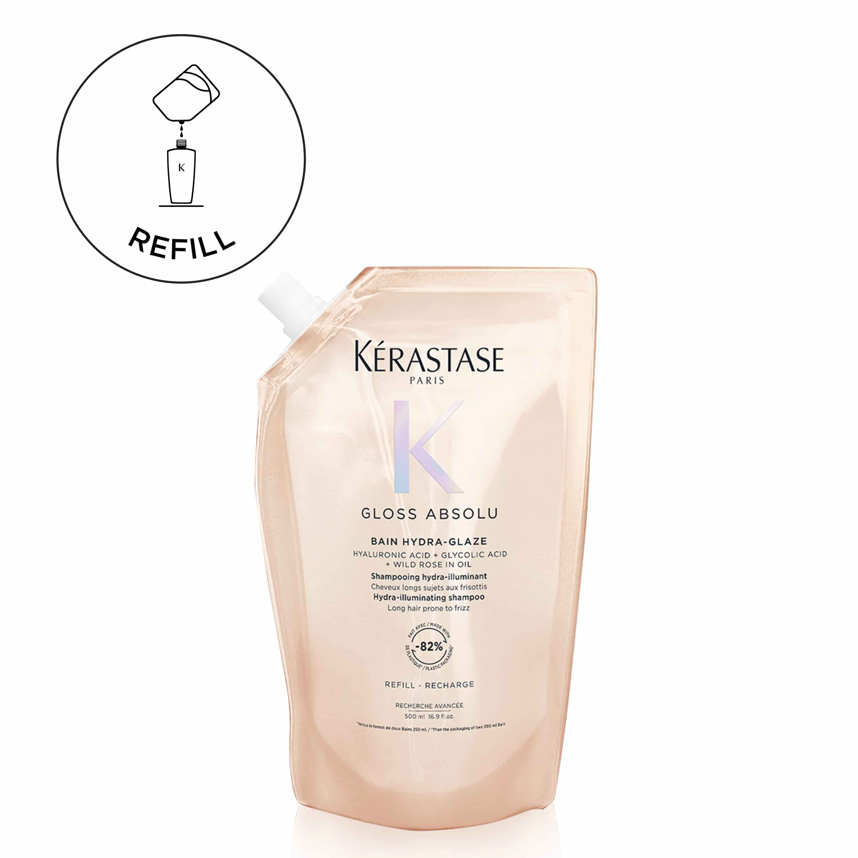 Kerastase Gloss Absolu Bain Hydra Glaze Σαμπουάν Refill για Λεία και Λαμπερά Μαλλιά 500ml 1