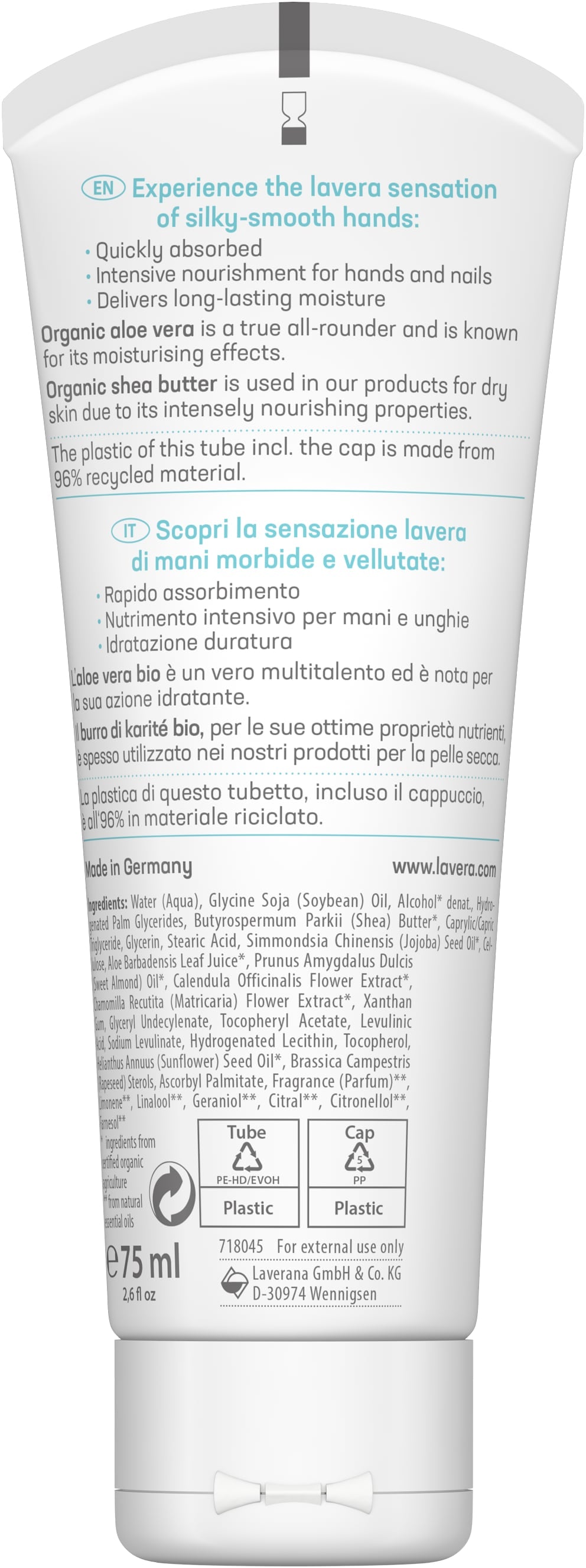 Lavera Basis Sensitiv Hand Cream with Organic Aloe Vera &amp; Organic Shea Butter 75ml
