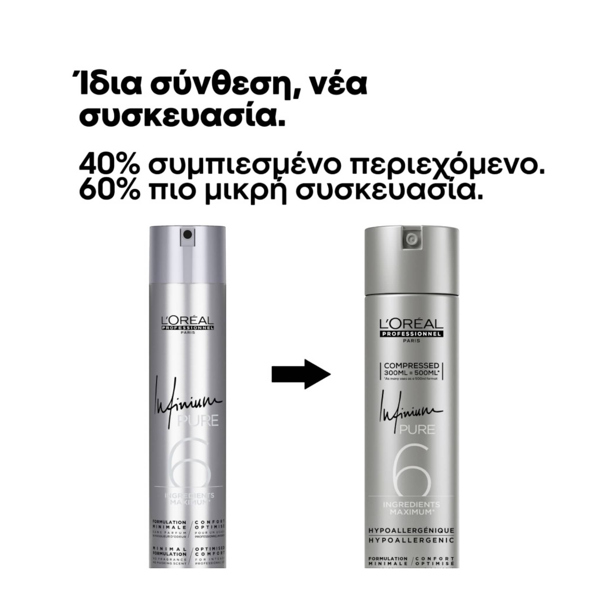 L'Oreal Professionnel Infinium Pure Soft Hairspray Λακ Μαλλιών για Απαλό Κράτημα 300ml