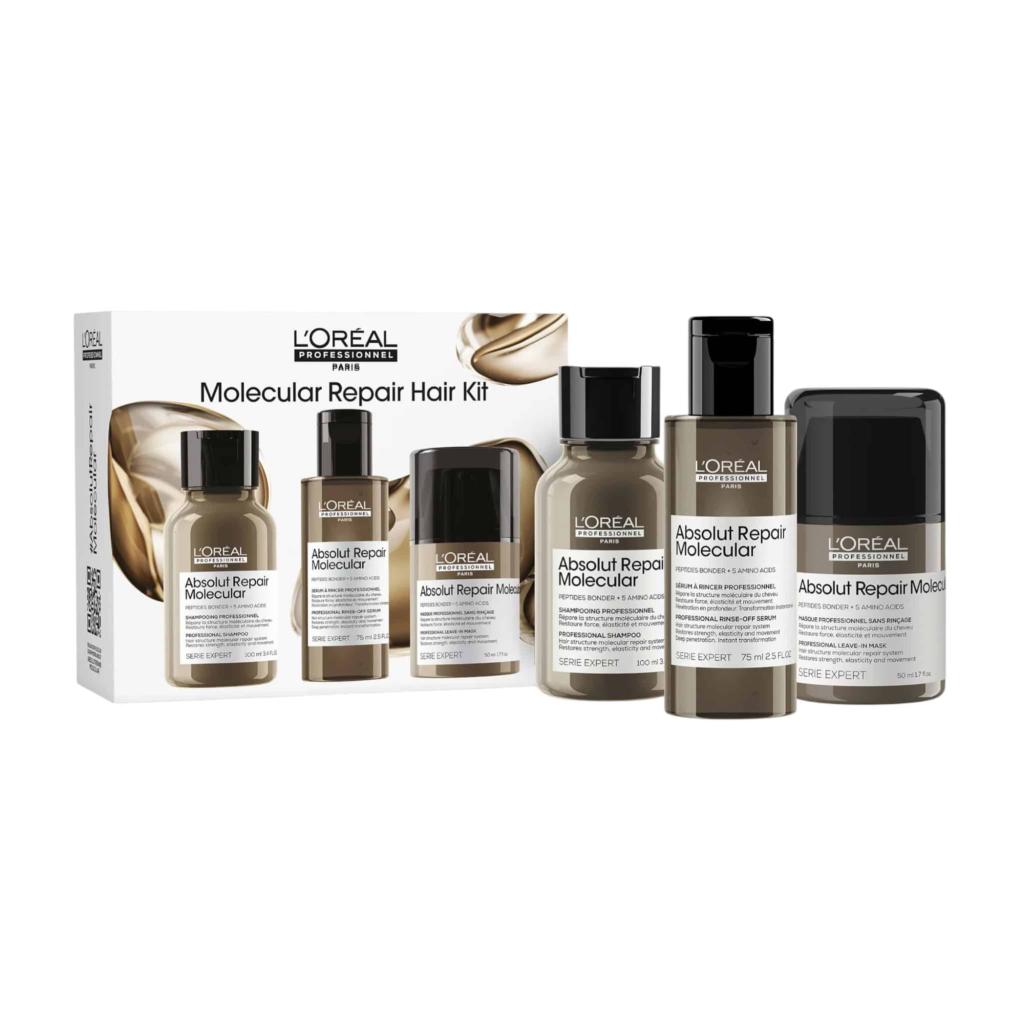 L'Oreal Professionnel Absolut Repair Molecular Mini Trio Kit (Shampoo 100ml, Rinse-off Serum 75ml, Leave in Mask 50ml) 1