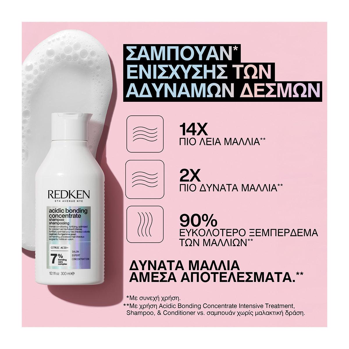 Redken Acidic Bonding Concentrate Σαμπουάν Για Ξηρά Ταλαιπωρημένα & Βαμμένα Μαλλιά 300ml