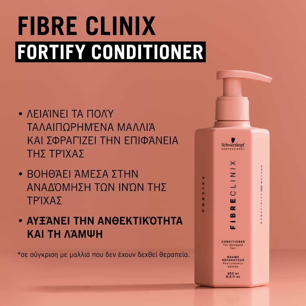 Schwarzkopf Professional Fibre Clinix Fortify Conditioner για Ταλαιπωρημένα Μαλλιά 250ml 2