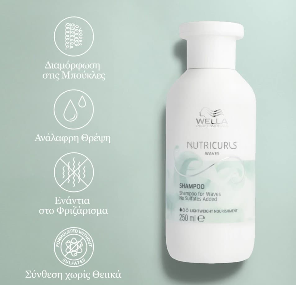 Wella Professionals Nutricurls Waves Shampoo Σαμπουάν για Κυματιστά Μαλλιά 250ml 6