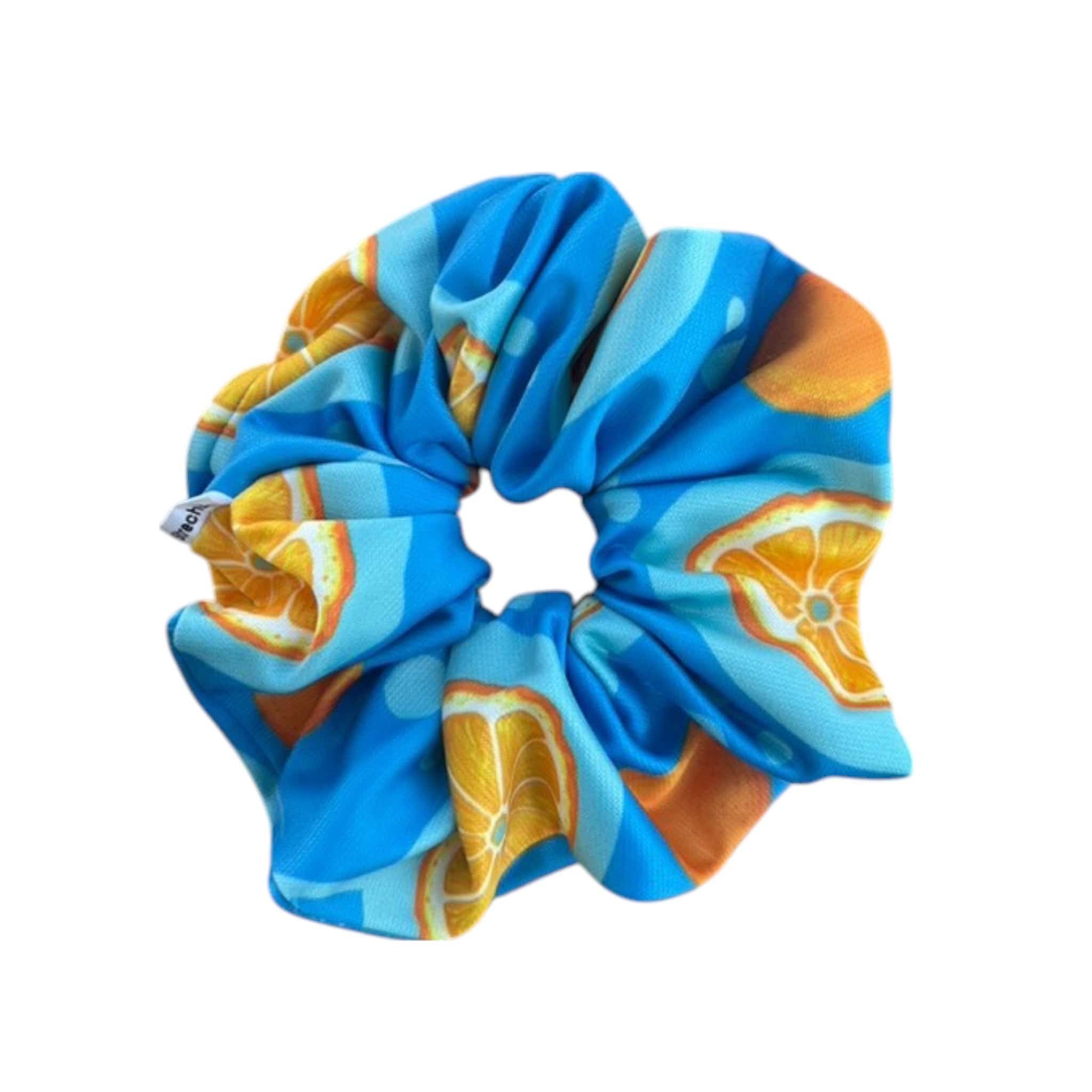 Strechbio Scrunche Μπλε με Σχέδιο Πορτοκάλι 1