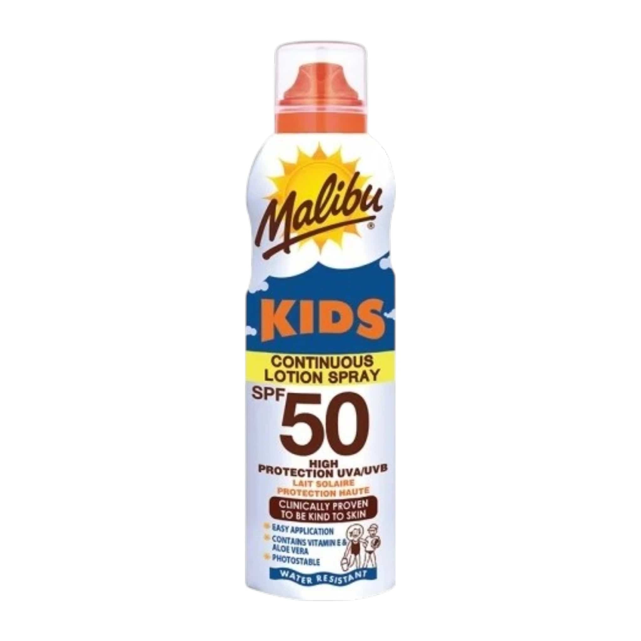 Malibu Kids Continuous Lotion Spray SPF50 Αντηλιακό Σώματος για Παιδιά 175ml 1