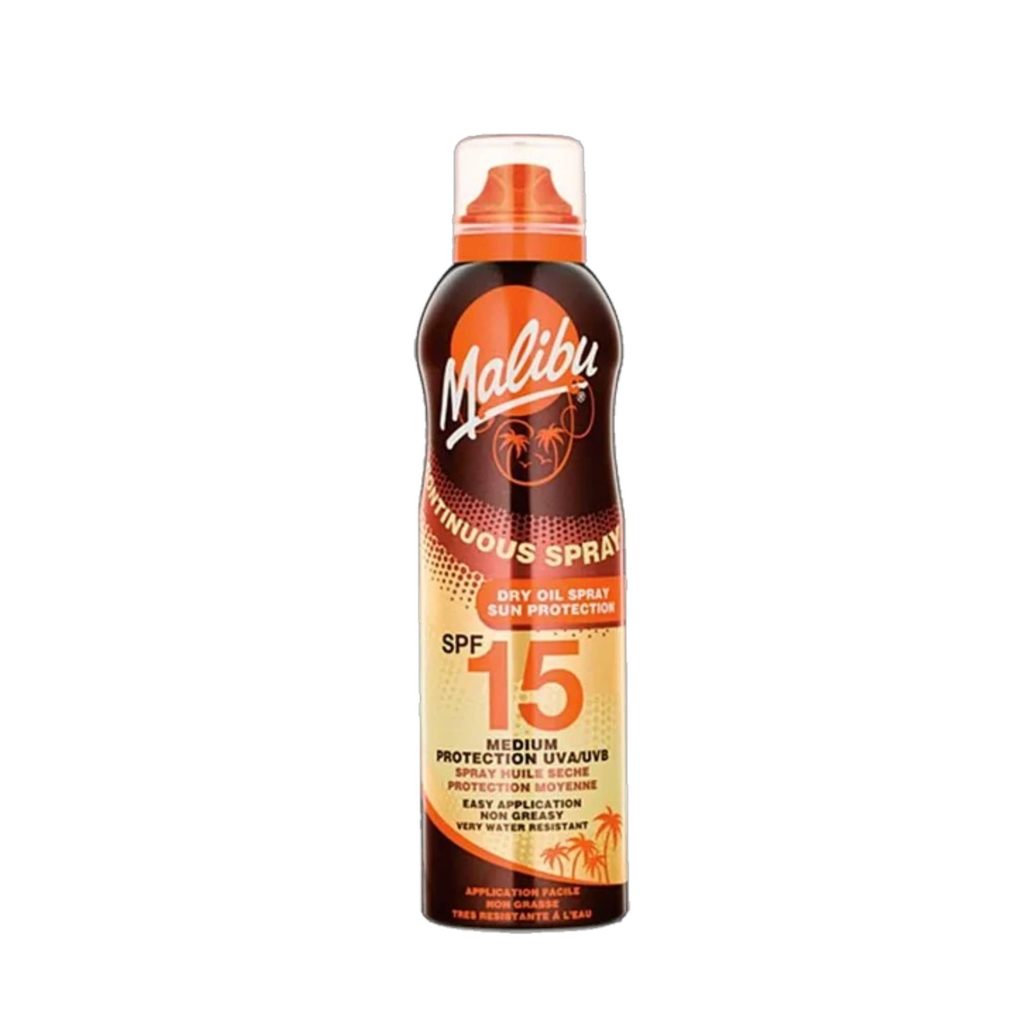 Malibu Continuous Dry Oil Spray SPF15 Αντηλιακό Ξηρό Λάδι Σώματος 175ml 1