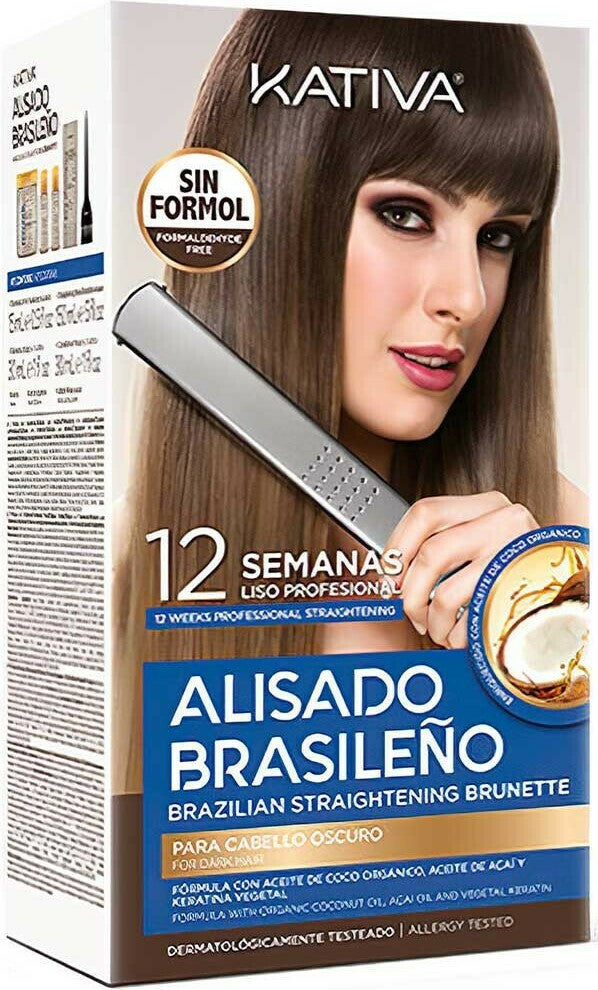 Kativa Alisado Brasileno Straitening Brunette Kit (Pre Shampoo 15 ml,Straightening Mask 150ml,Shampoo 30ml,Conditioner 30ml)