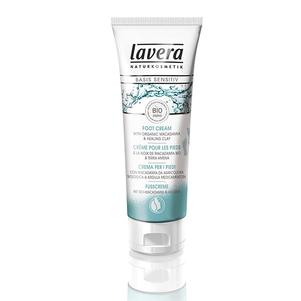 Lavera Basis Sensitiv Foot Cream with Organic Macadamia &amp; Healing Clay 75ml