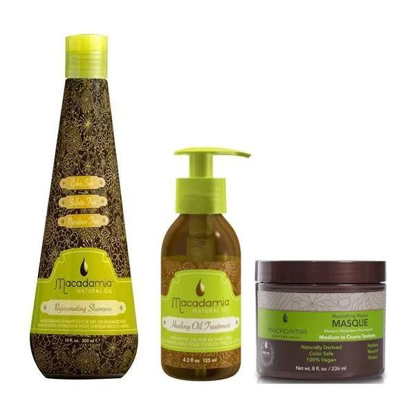 Macadamia Set Healing Oil Treatment 125ml, Deep Repair Masque 236ml, Rejuvenating Shampoo 300ml