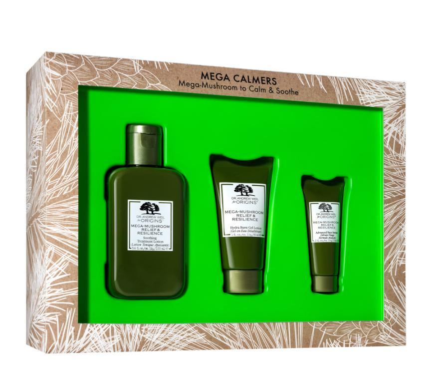 Origins Mega Calmers Set Mega-Mushroom (Soothing  Treatment Lotion 100ml+Hydra Burst Gel Lotion 30ml+Advanced Face Serum 15ml)