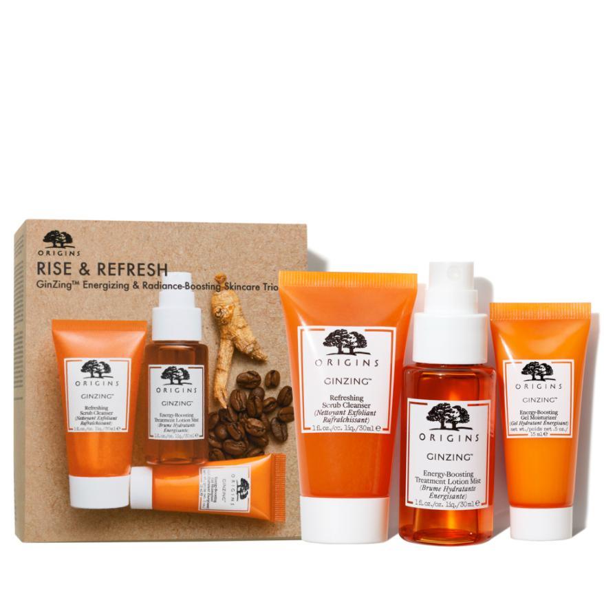 Origins Rise & Refresh Trio ( Energy Boosting Gel 15ml,Refreshing Scrub Cleanser 30ml,Treatment Lotion 30ml)