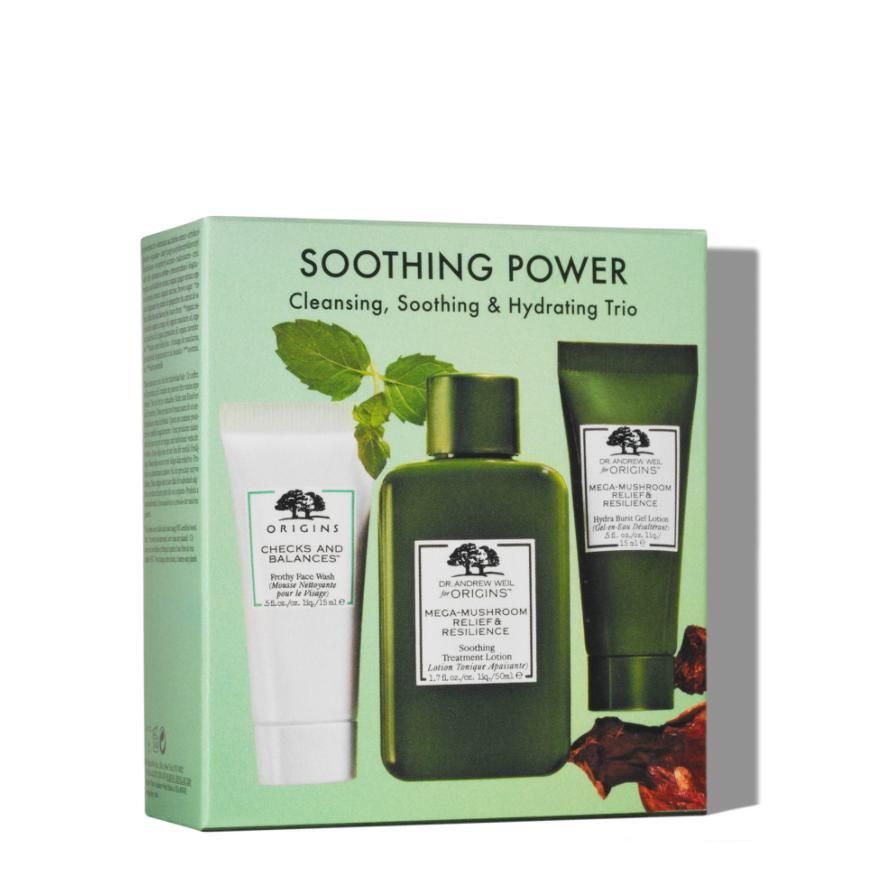 Origins Soothing Power Trio (Treatment Lotion 50ml,Face Wash 15ml,Gel Lotion 15ml)