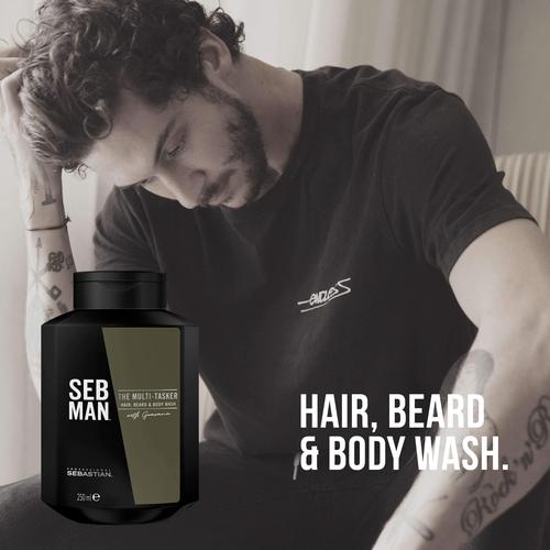 Sebastian Professional Seb Man The Multi-Tasker 3In1 Hair, Beard &amp; Body Wash 250ml
